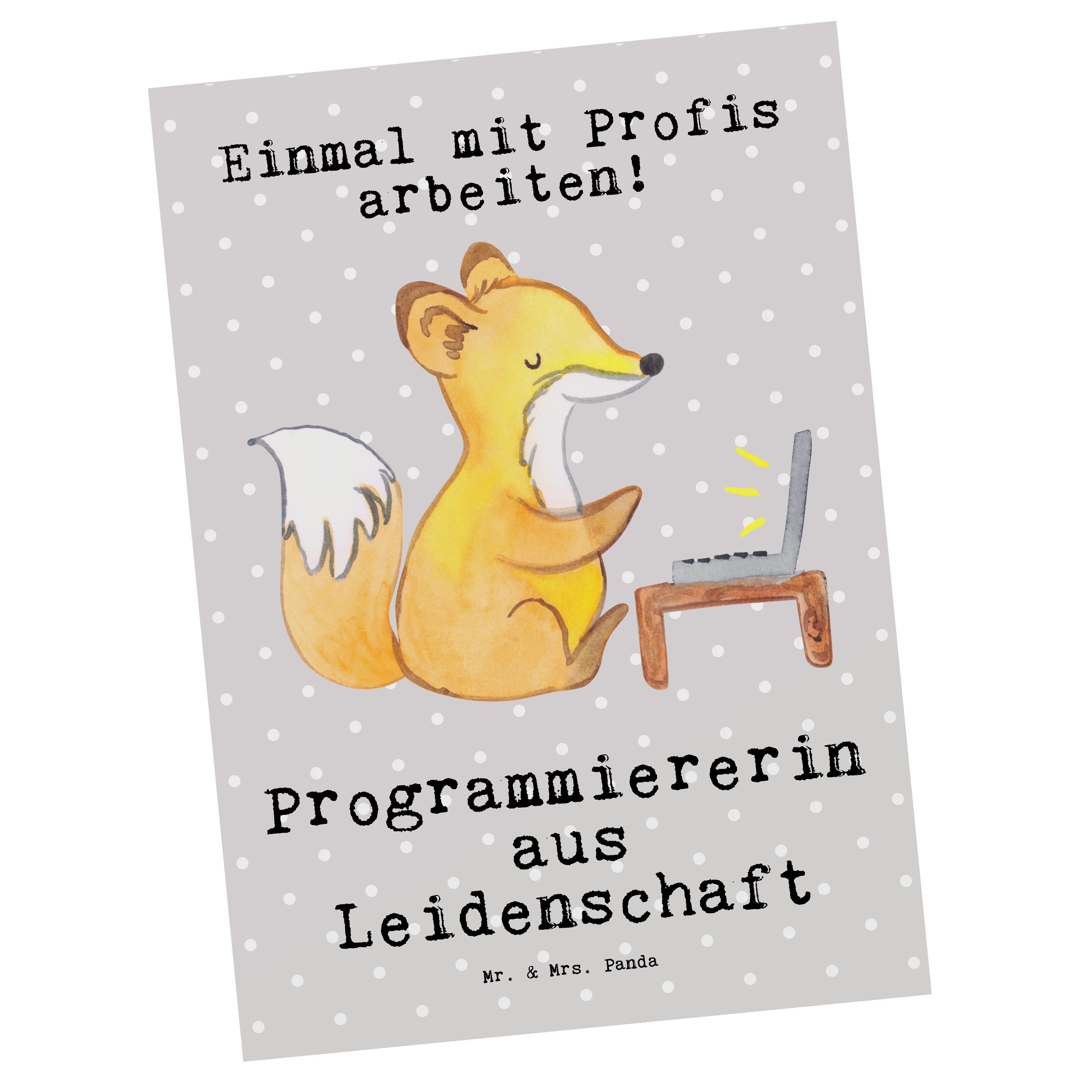 & Problem Grau Postkarte aus Programmiererin Pastell - l Geschenk, Leidenschaft - Panda Mr. Mrs.