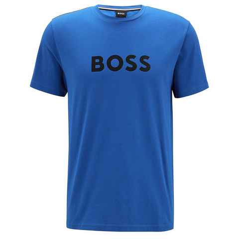 BOSS T-Shirt Sun UV Protection (1-tlg) Herren Beach Shirt aus reiner Baumwolle mit großem Logo-Print