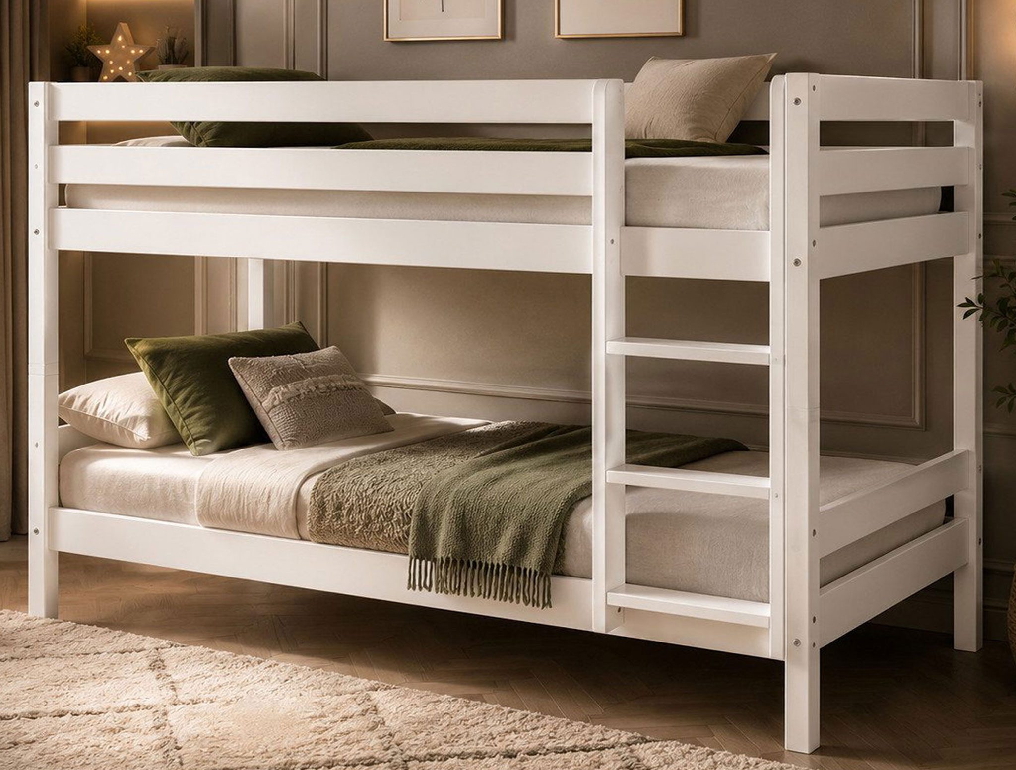 Homeline Etagenbett Kevin Etagenbett Kinderbett Weiss Hochbett Teilbar Massiv 90x200 cm