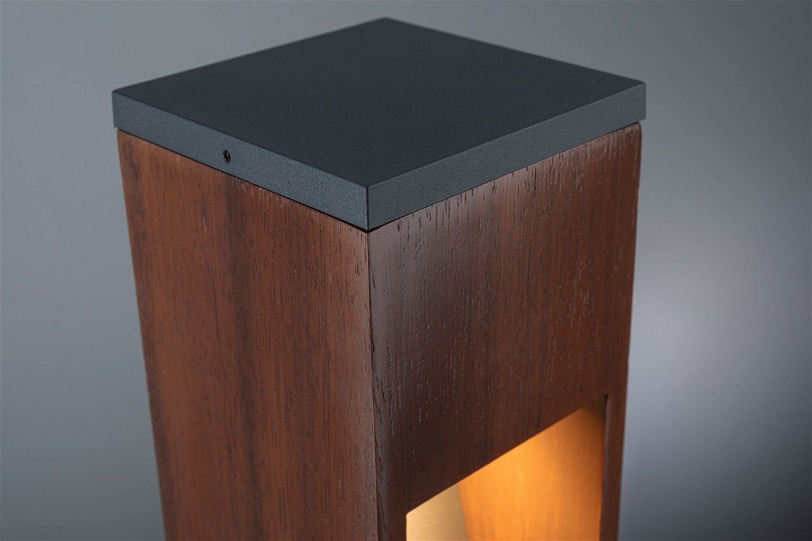 Paulmann Pollerleuchte Trabia IP44 eckig 3000K 3,5W 230lm 230V 38° GU10 Holz, LED fest integriert, Warmweiß