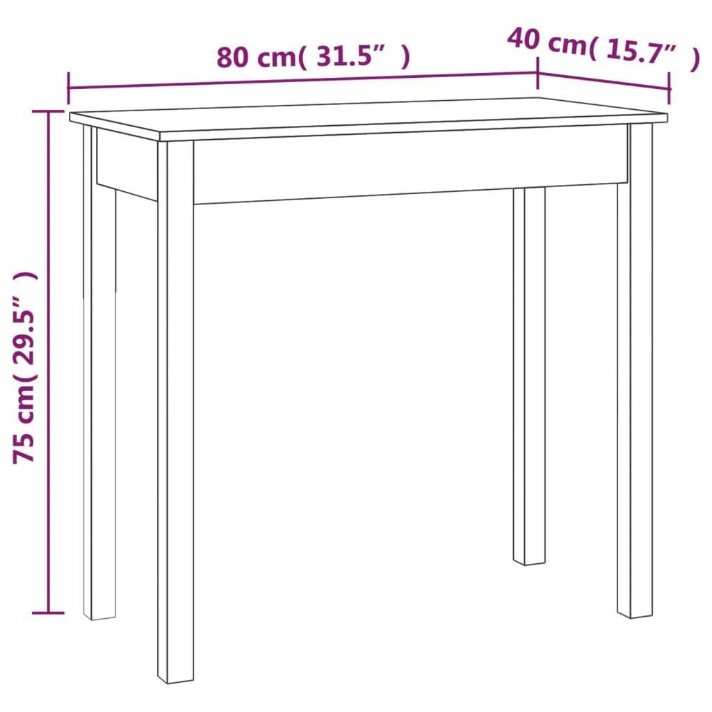 Schwarz Massivholz | cm Konsolentisch Kiefer 80x40x75 Schwarz Schwarz Beistelltisch vidaXL (1-St)