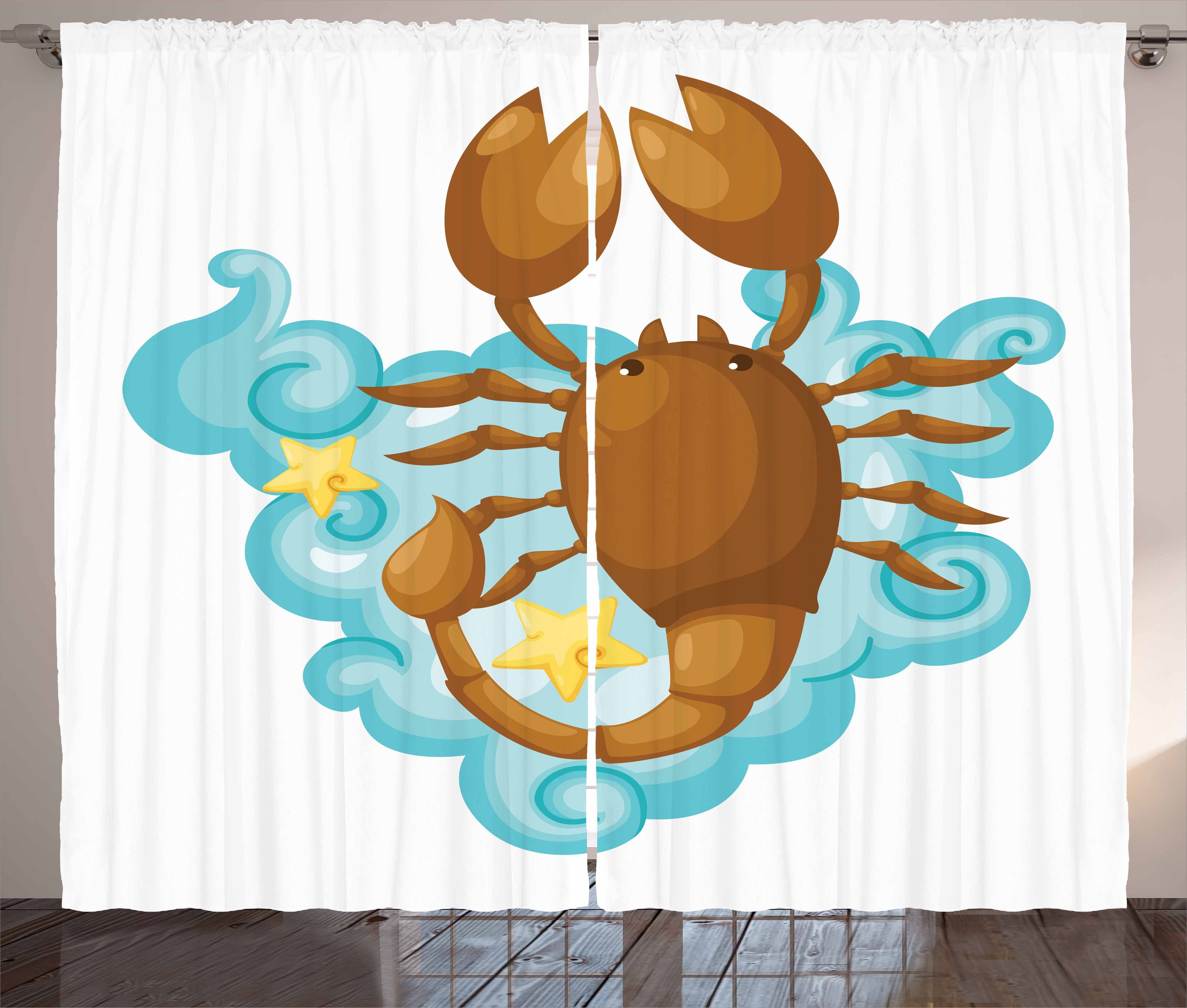 Gardine Schlafzimmer Kräuselband Vorhang mit Schlaufen und Haken, Abakuhaus, Sternzeichen Skorpion Cartoon Zusammensetzung
