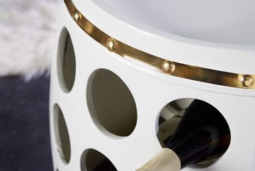 riess-ambiente Weinregal BODEGA WHITE 70cm weiß / gold, Einzelartikel 1-tlg., Esszimmer · Holz · 30 Flaschen · Weinfass · Gläseraufhängung · Design