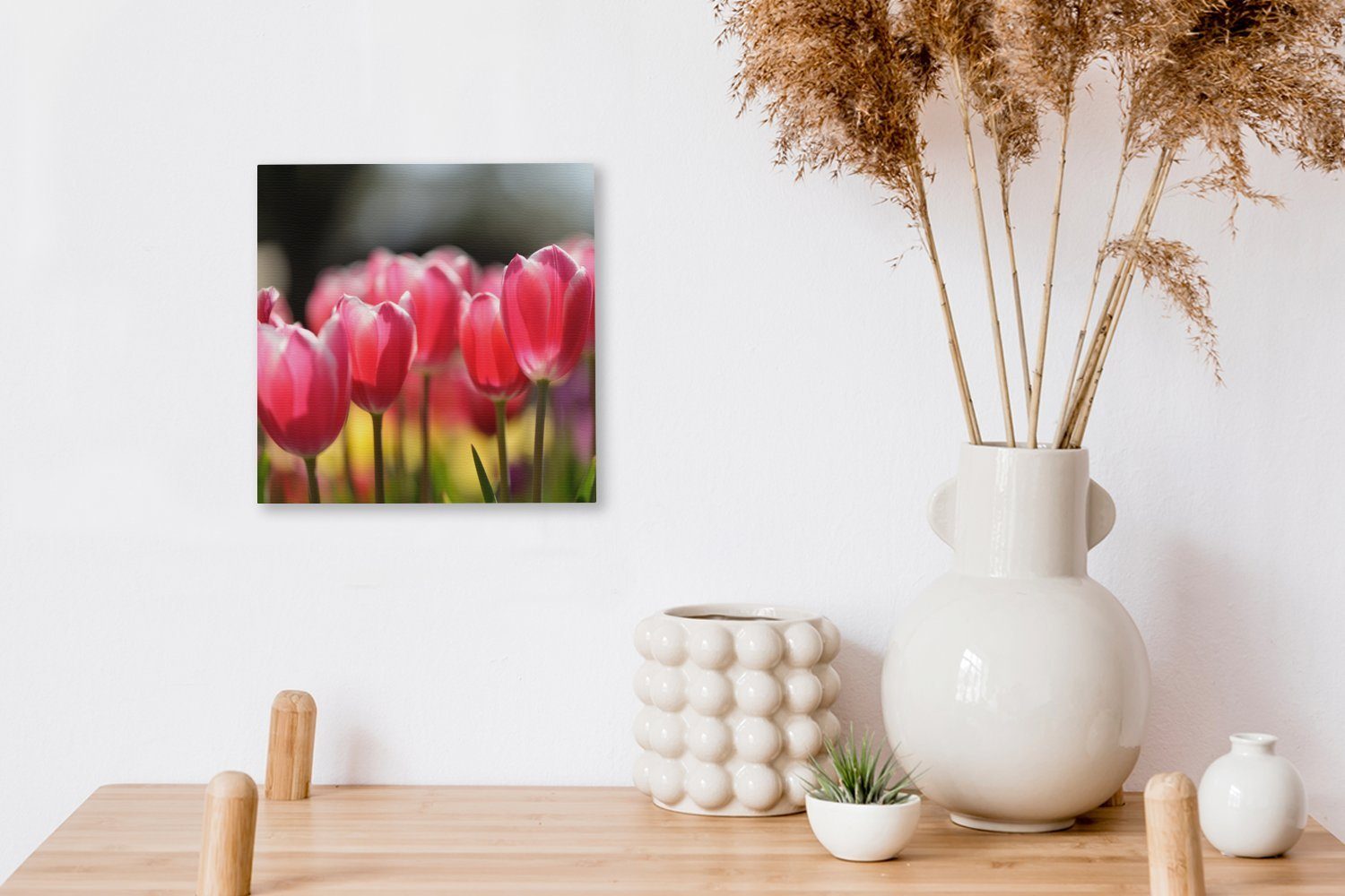 (1 Bilder Rosa Wohnzimmer Leinwandbild OneMillionCanvasses® Tulpenblüten, Leinwand für St), Schlafzimmer