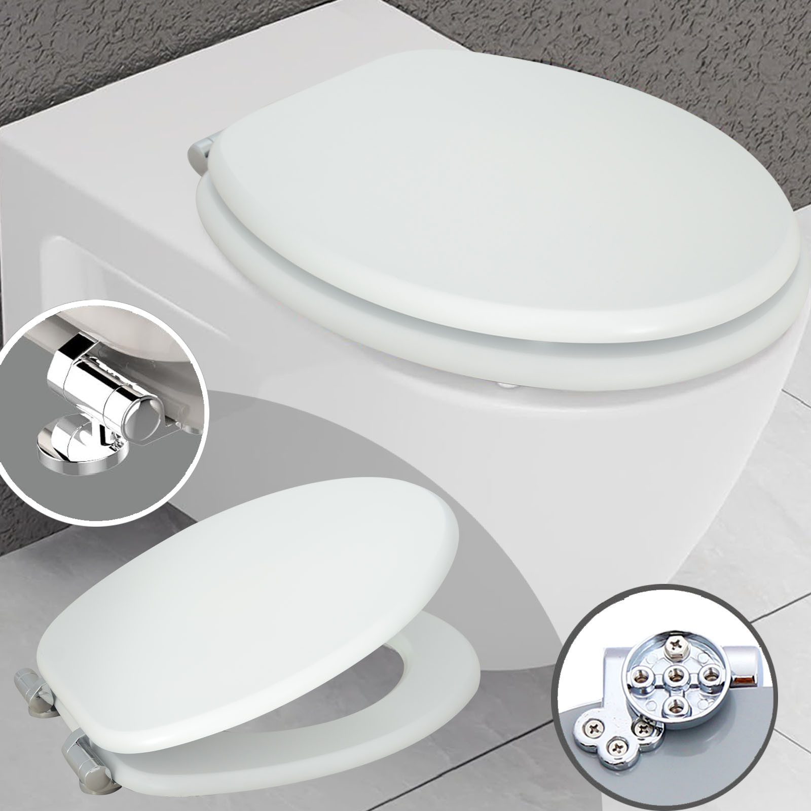 style home WC-Sitz Toilettendeckel mit doppelter Absenkautomatik, Oval-Form, Holzkern, Klobrille und Klodeckel mit Softclose-Mechanismus