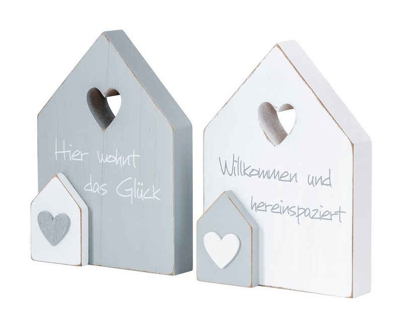 Levandeo® Dekoobjekt, 2er Set Deko Aufsteller Sprüche Deko-Tafel Willkommen Haus