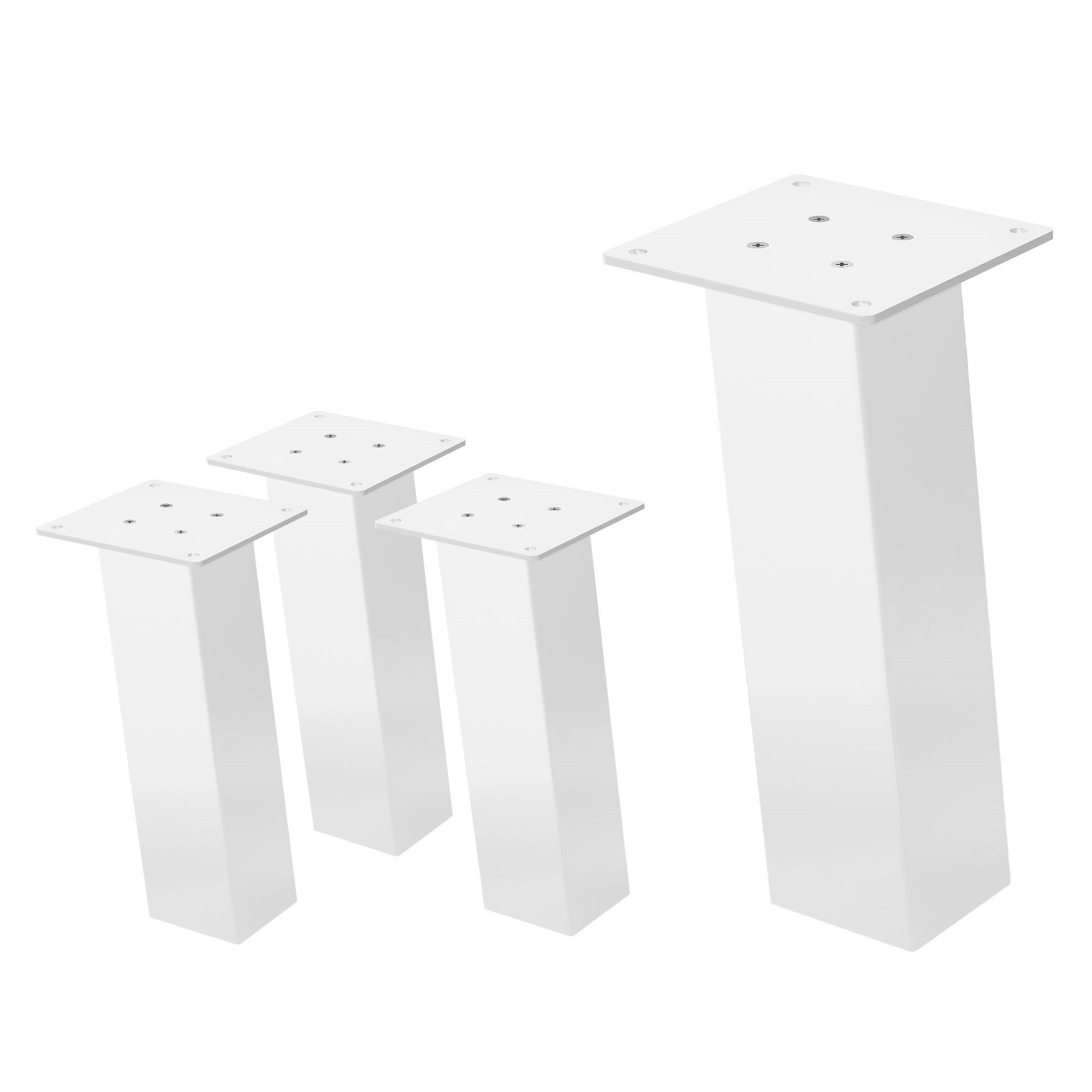ML-DESIGN Tischbein 4er Set Tischbeine schräg Möbelfüße und Tischgestell aus Stahl I-Form, Bankkufen I-Design 30cm Weiß glänzend Möbelbeine 96° Neigung