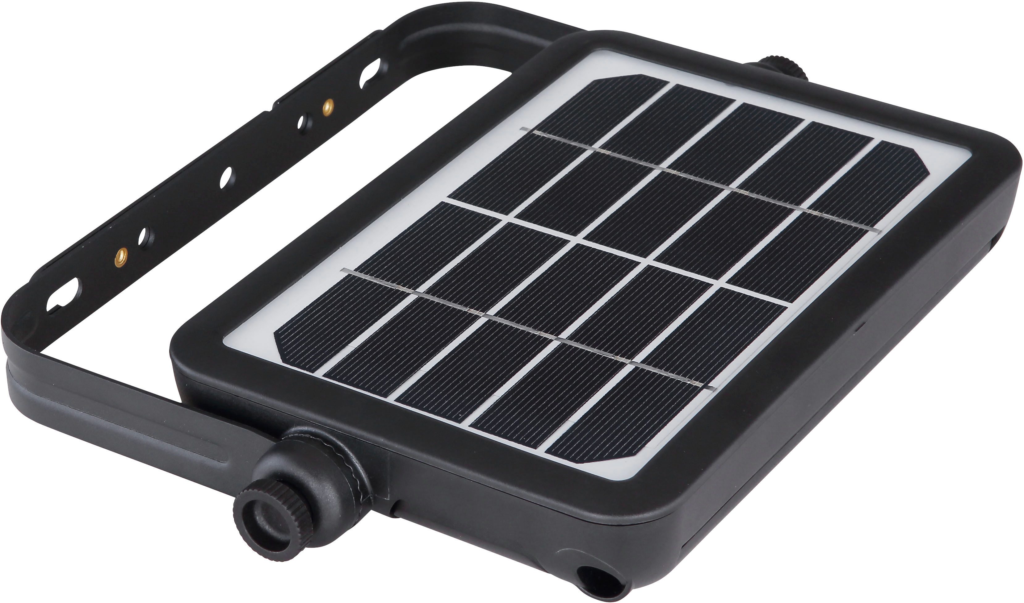 GLOBO LIGHTING LED Solarleuchte SOLARLEUCHTE KUNSTSTOFF SCHWARZ, 1XLED, LED fest integriert, Warmweiß, Solar/IP65/Baustrahler/schwenkbar/3000K