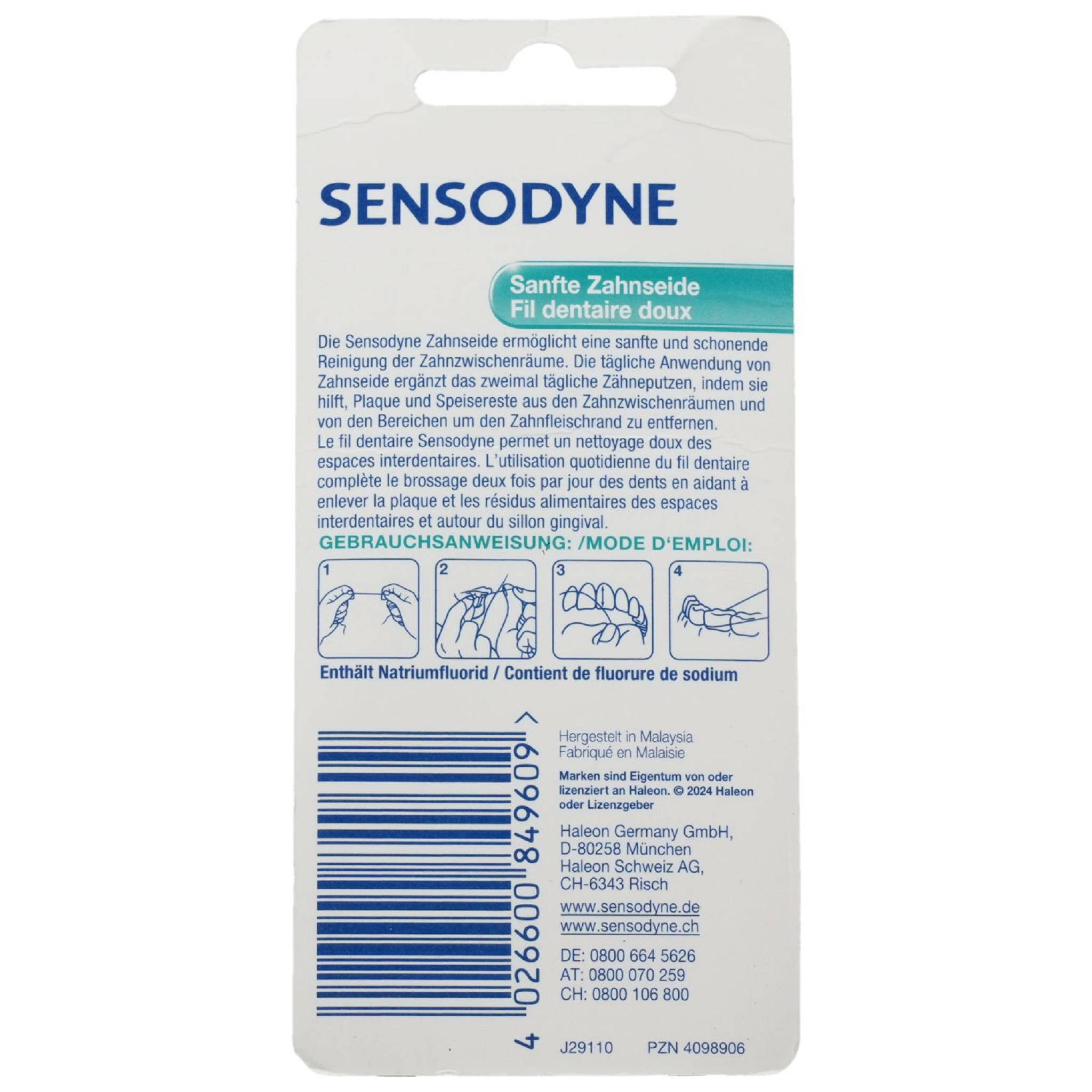 HALEON Zahnseide SENSODYNE Zahnseide extra sanft 50m PZN 04098906