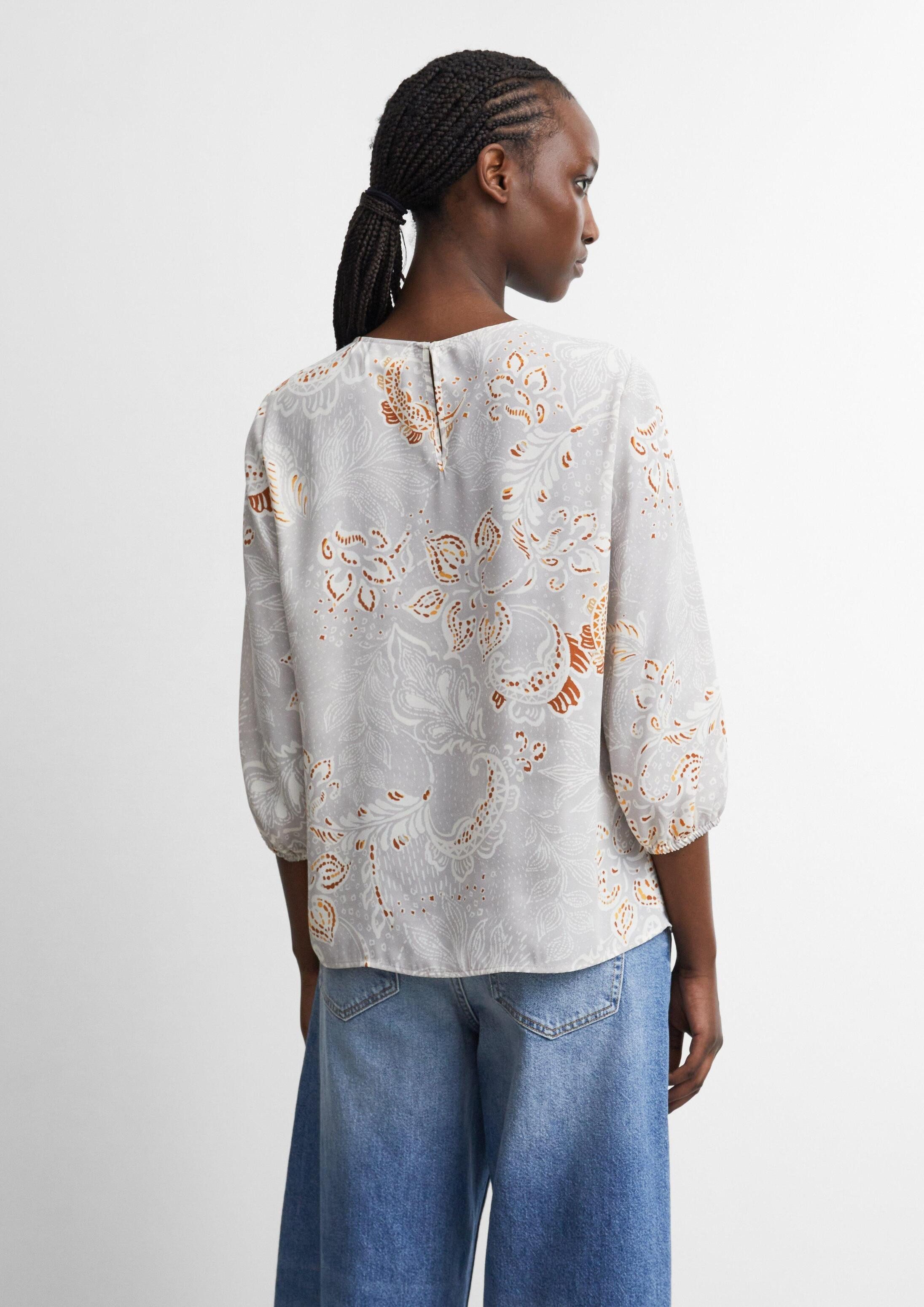 comma Kurzarmbluse Bluse Crêpe-Bluse mit All-over-Print
