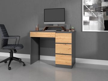 ibonto Computertisch Robuster Schreibtisch mit 4 Schubladen - Ideal für Büro & Wohnzimmer