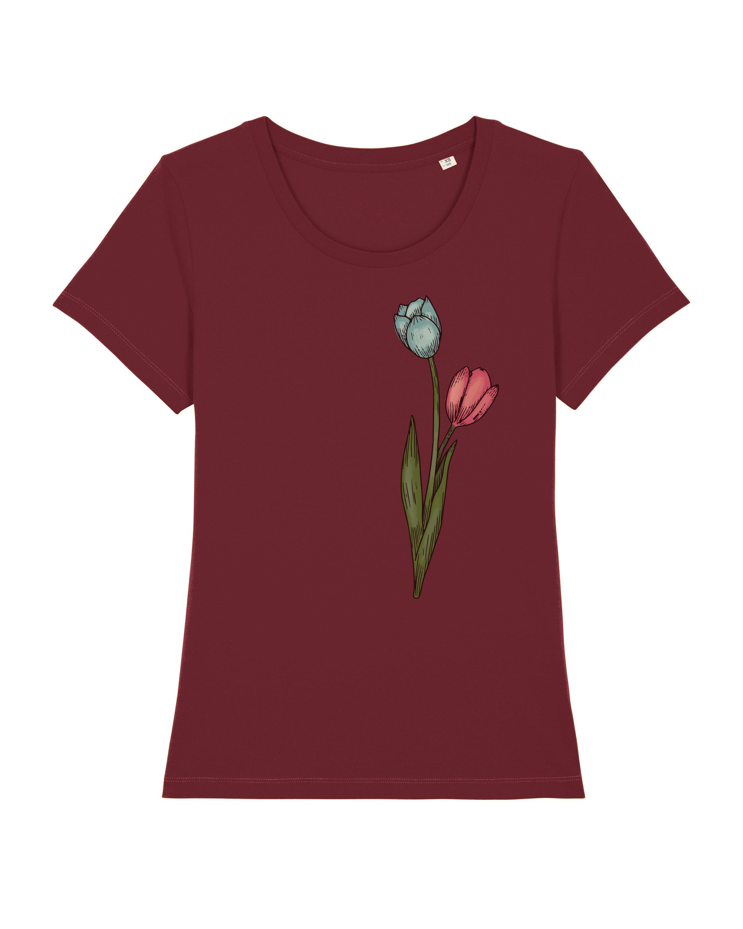 wat? Apparel Print-Shirt Blume in Wasserfarbe 05 (1-tlg) weinrot