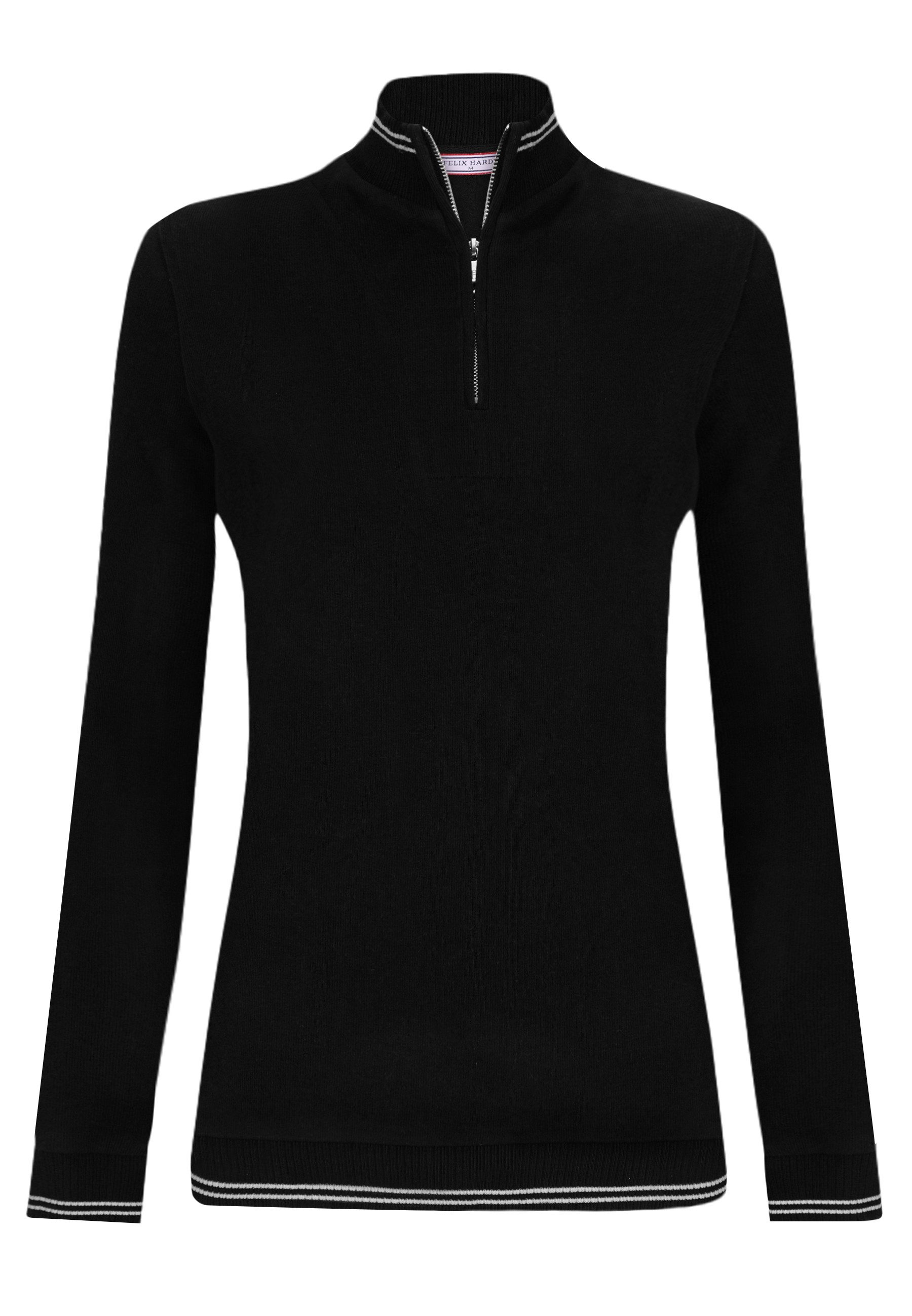 Felix Hardy Stehkragenpullover Strickpullover mit halbem Reißverschluss