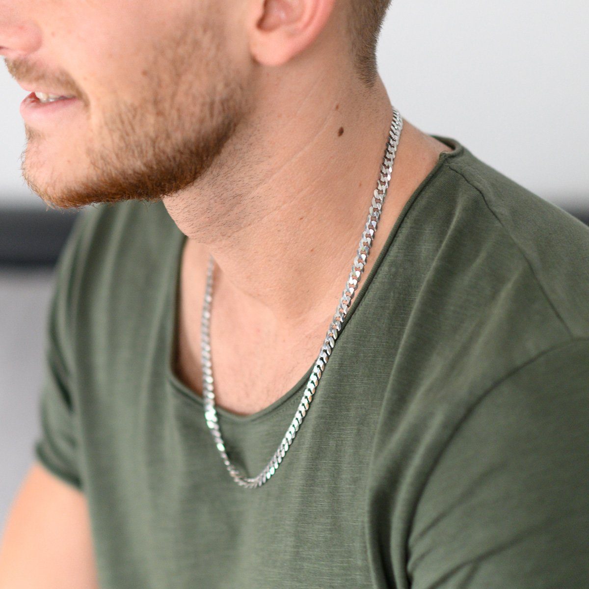 Materia Silberkette Herren Panzerkette diamantiert 6mm K79, 925 Sterling Si günstig online kaufen