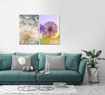 Sinus Art Leinwandbild 2 Bilder je 60x90cm Pusteblume Blumen Sommer warmes Licht positive Energie Meditation Makroaufnahmen