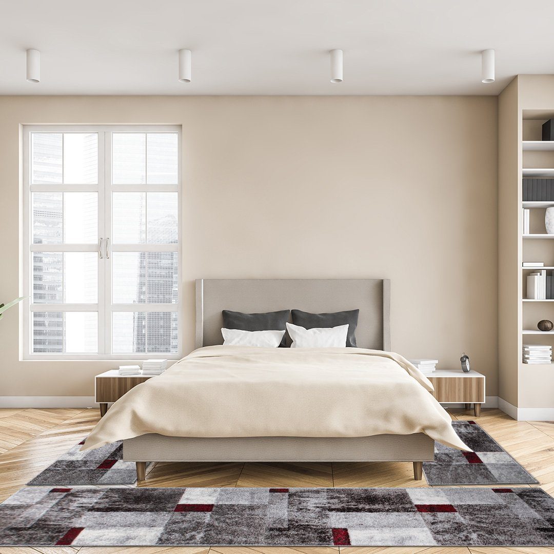 oKu-Tex Bettumrandung PHOENIX, Bettvorleger-Set, 3-tlg. Schlafzimmer, Höhe 11 mm, (Set, 3-tlg. 1 x 67 x 340 cm + 2 x 67 x 140 cm), Bettumrandung 3 teilig., weicher Kurzflor, modernes Design, meliert