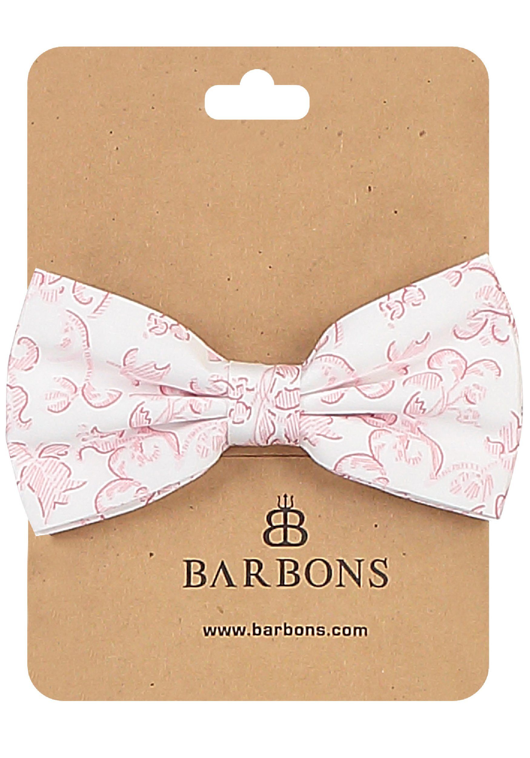 BARBONS Fliege Herren Schleife (1-St) 12 cm Rosa/Weiss