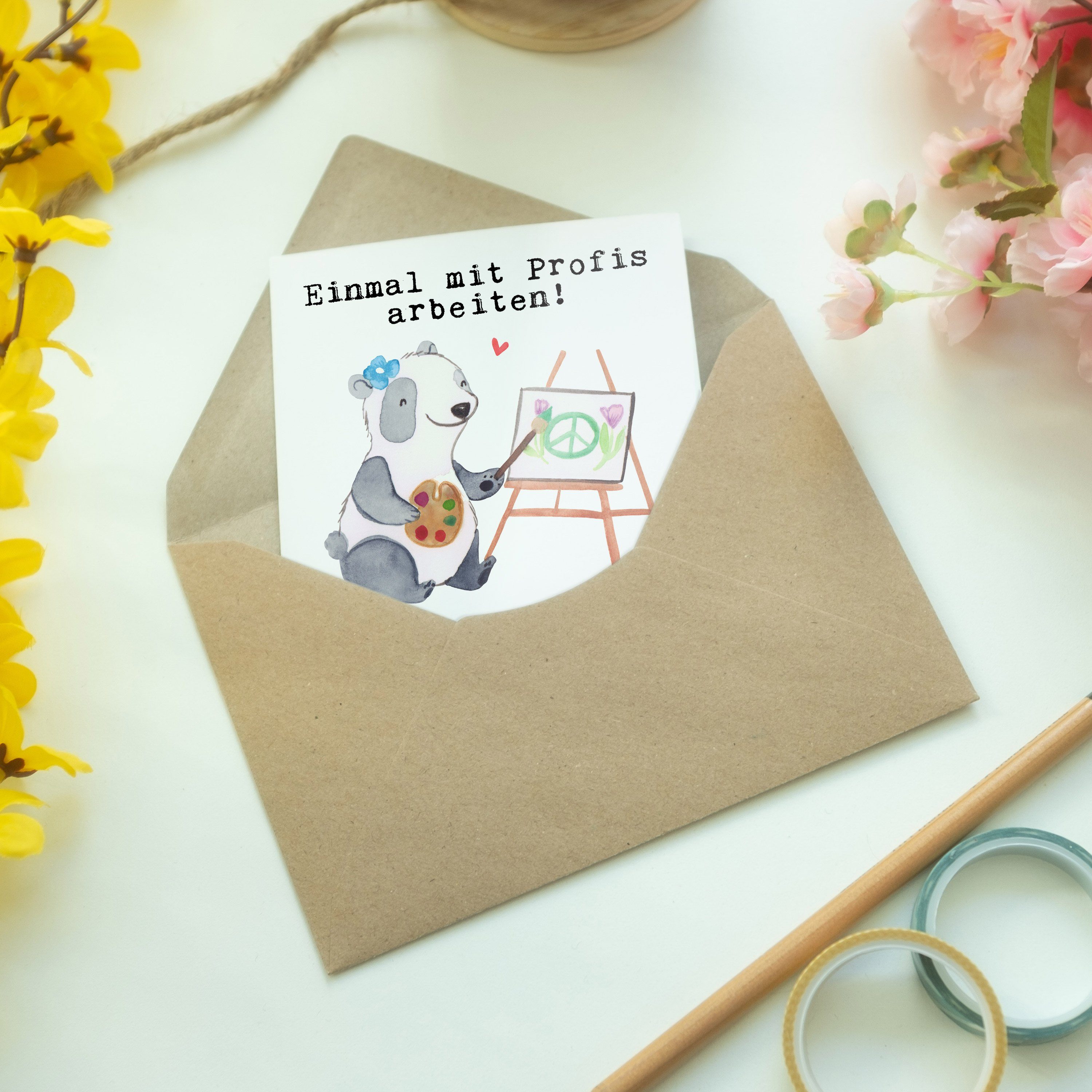 Mr. & Mrs. aus Kunstmalerin, Leidenschaft Grußkarte - Panda - Künstlerin Glückwun Weiß Geschenk