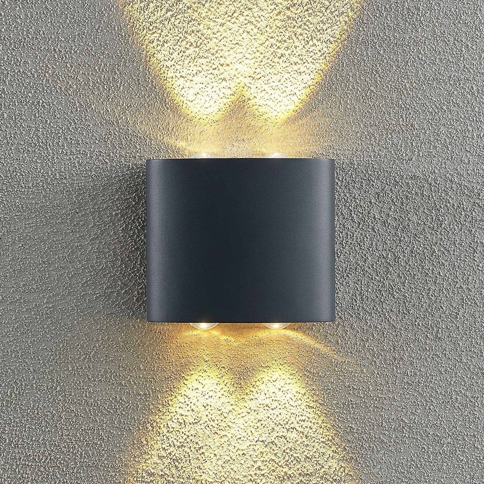 Lindby LED verbaut, (RAL Kunststoff, fest warmweiß, Gatlin, flammig, LED-Leuchtmittel 7016), Aluminium, Außen-Wandleuchte dunkelgrau Modern, 4 inkl