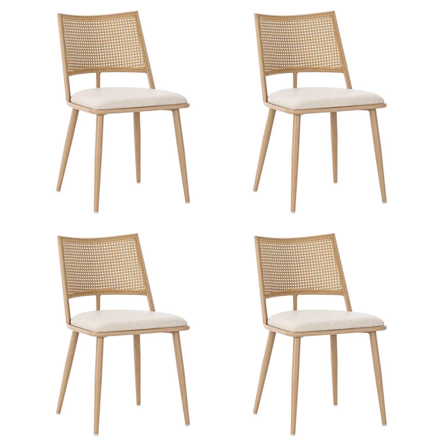 Flieks Esszimmerstuhl (Set, 4 St), 4er Set Polsterstühle mit Rattan-Rückenl günstig online kaufen