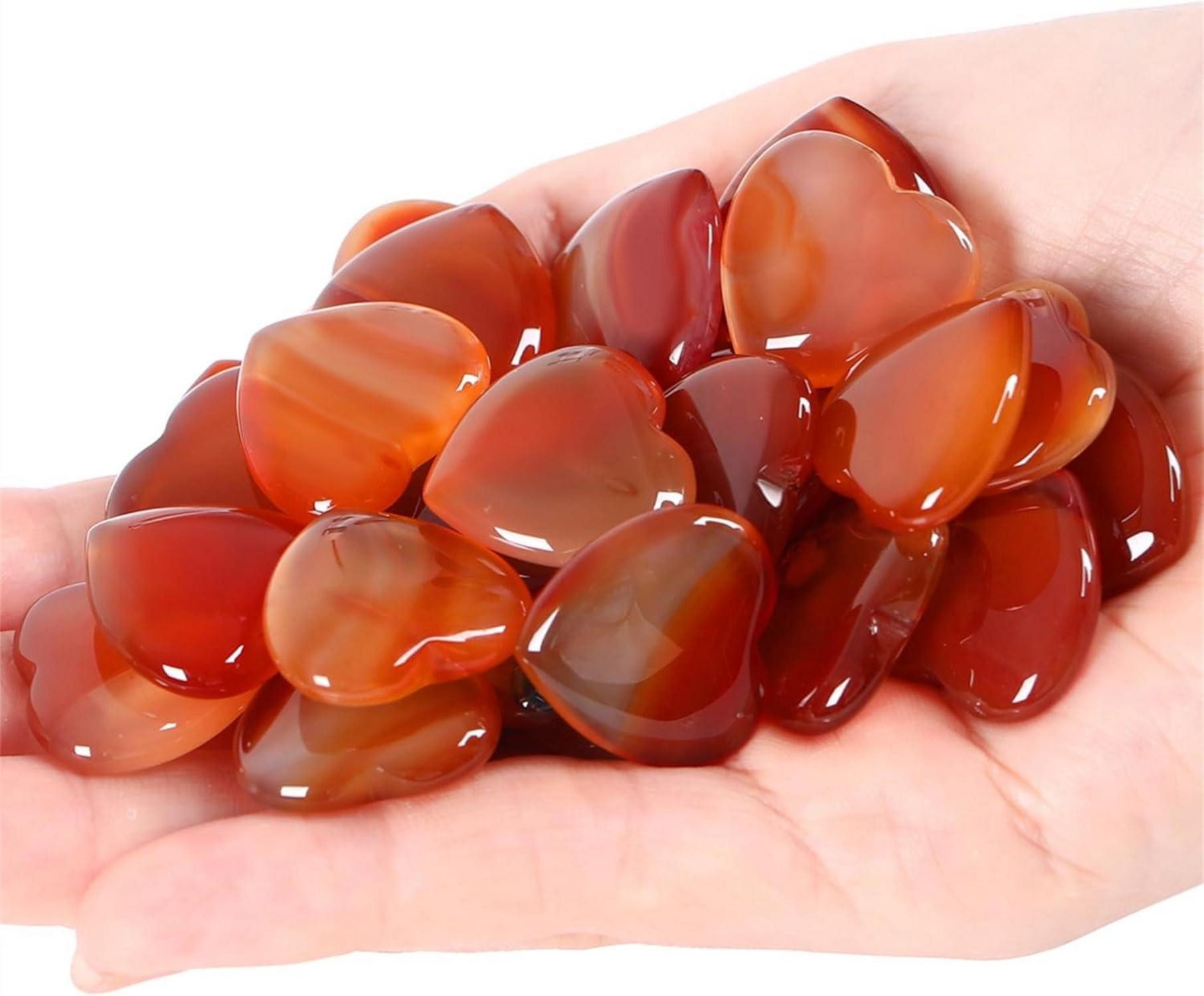 Edelstein 20pcs Karneol Herz Naturstein Edelsteine Handpoliert Meditation Chakra