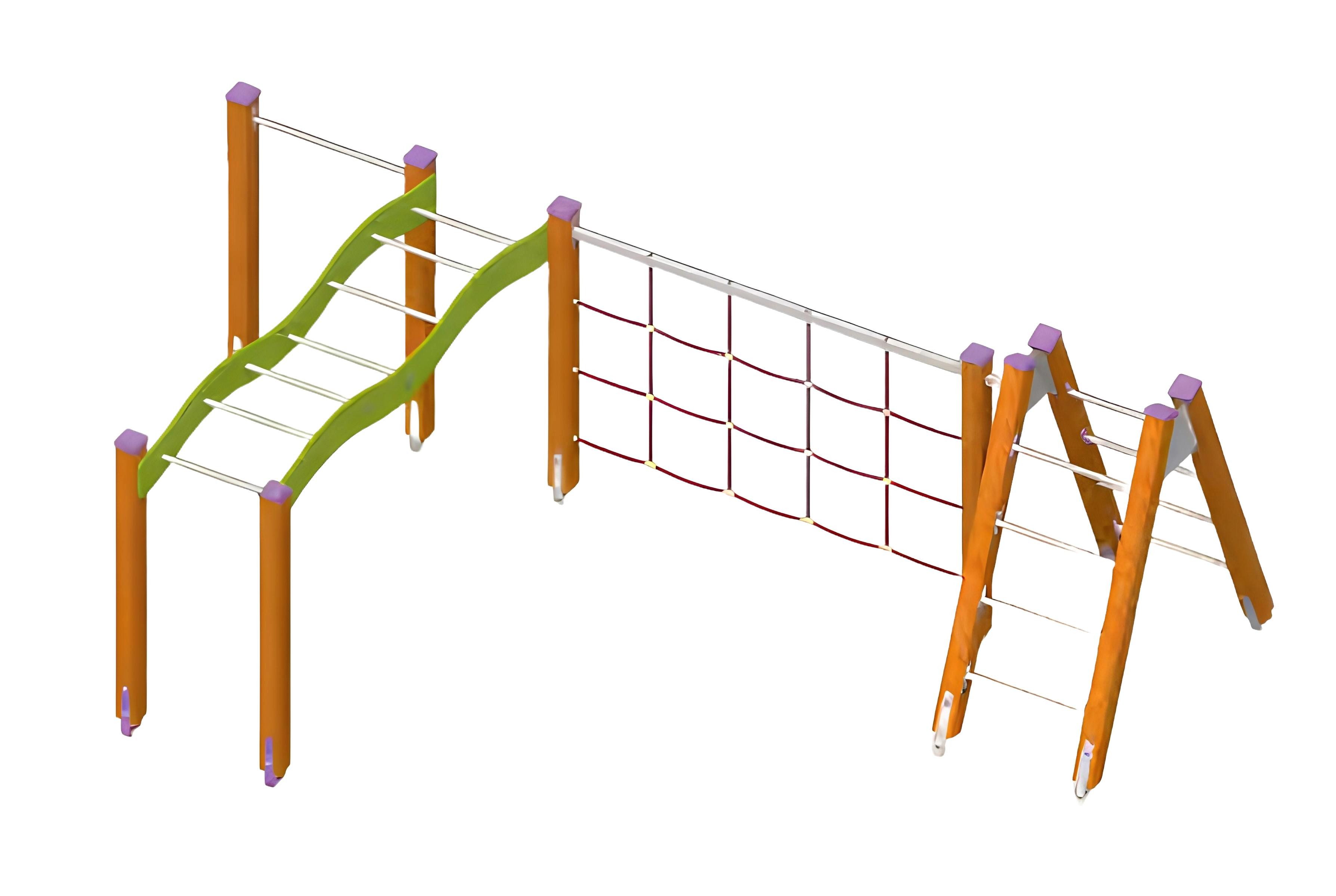 Xlmoebel Klettergerüst Kletterkombination mit Seilweg und Übungsbrücke für Kinder, (Kletterkombination, Spielplatz), Hergestellt in Europa