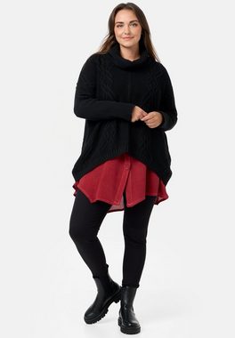 Kekoo Strickpullover Strick Poncho-Shirt mit Schalkragen aus 100% Baumwolle 'Pure'