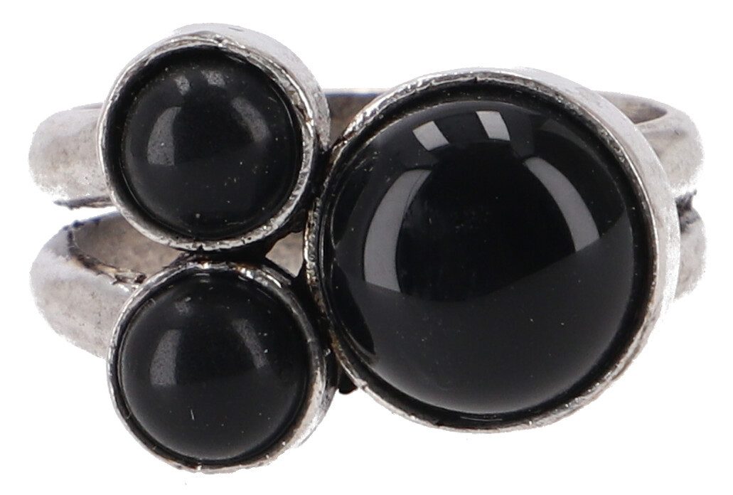 Guru-Shop Fingerring Modeschmuck Ring, Boho Ring - Onyx/silberfarben