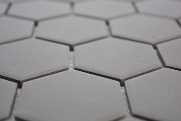 Mosani Bodenfliese Hexagonale Sechseck Mosaik Fliese Keramik dunkelgrau unglasiert
