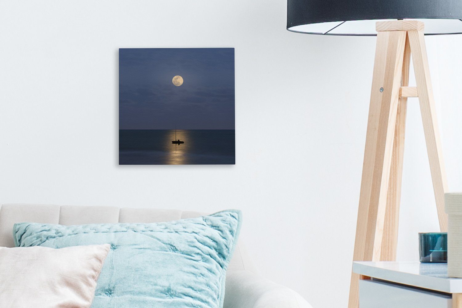 - Mond, für - OneMillionCanvasses® Bilder Spiegelung Schlafzimmer Leinwand Leinwandbild (1 Wohnzimmer Boot St),