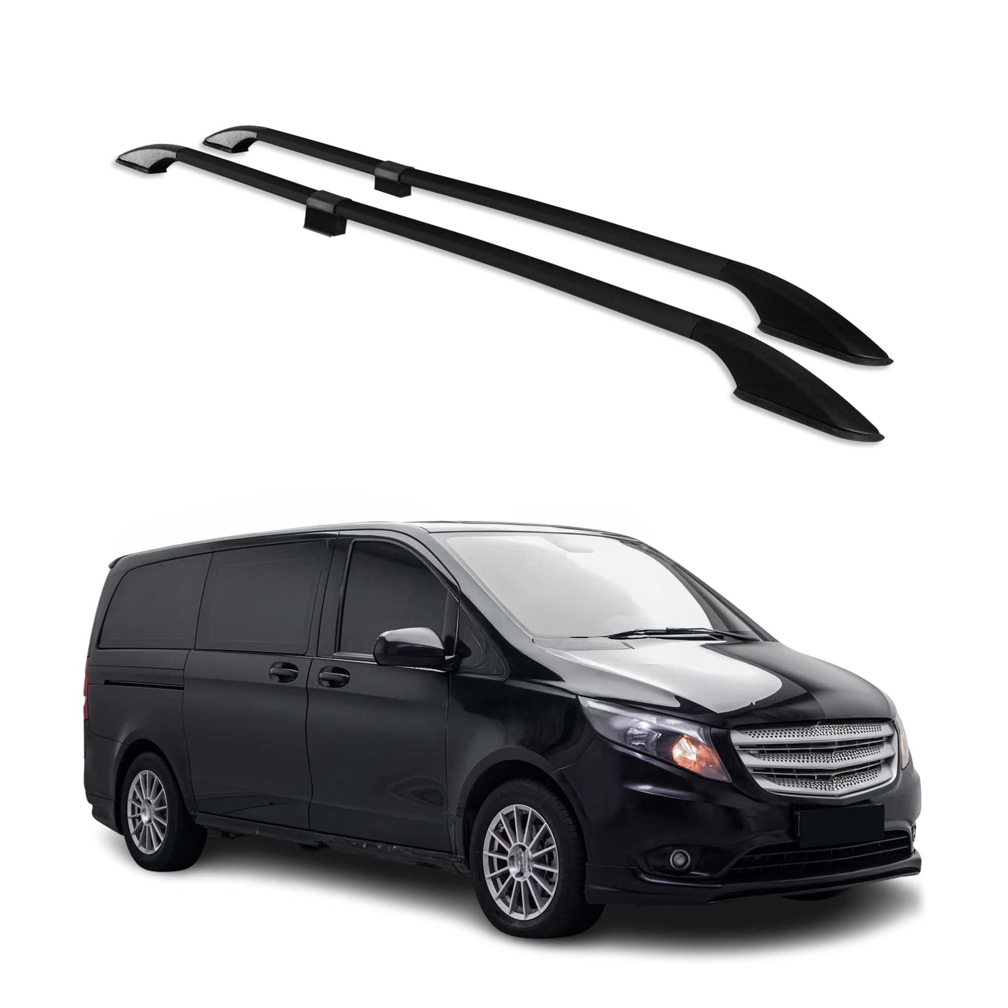 OMAC Dachträger Dachreling für Mercedes V Klasse W447 2014-2022 Alu L1 Kurzer Radstand (2-St), Rostbeständig, Einfache Montage, Korrosionsbeständig