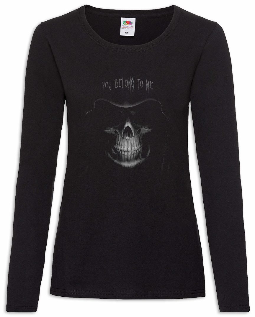 Langarmshirt Grim Reaper I Damen Langarmshirt Death Skeleton Scythe Hood Skull
