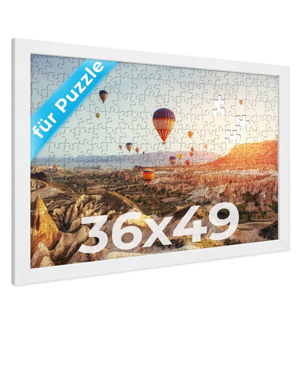 PHOTOLINI Bilderrahmen für Puzzle, Puzzlerahmen mit Acrylglas zum Aufhängen, für 1 Bilder (1 Einzelrahmen), 100-500 Teile im Endformat 36x49 cm