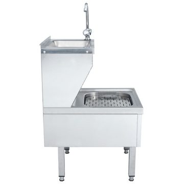 vidaXL Granitspüle Gastro-Handwaschbecken mit Wasserhahn Freistehend Edelstahl, 60/50 cm