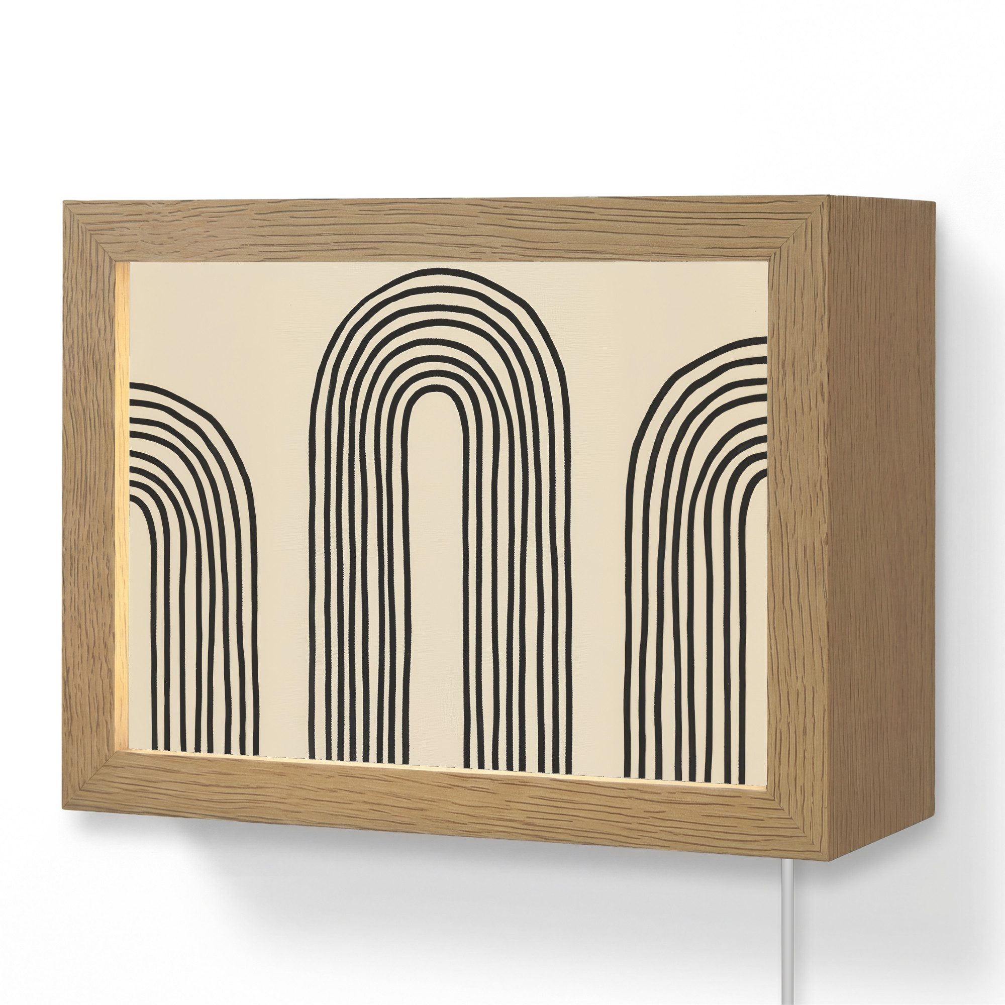 Wandleuchte Lightbox Bogenformen - Schwarz - Schlank
