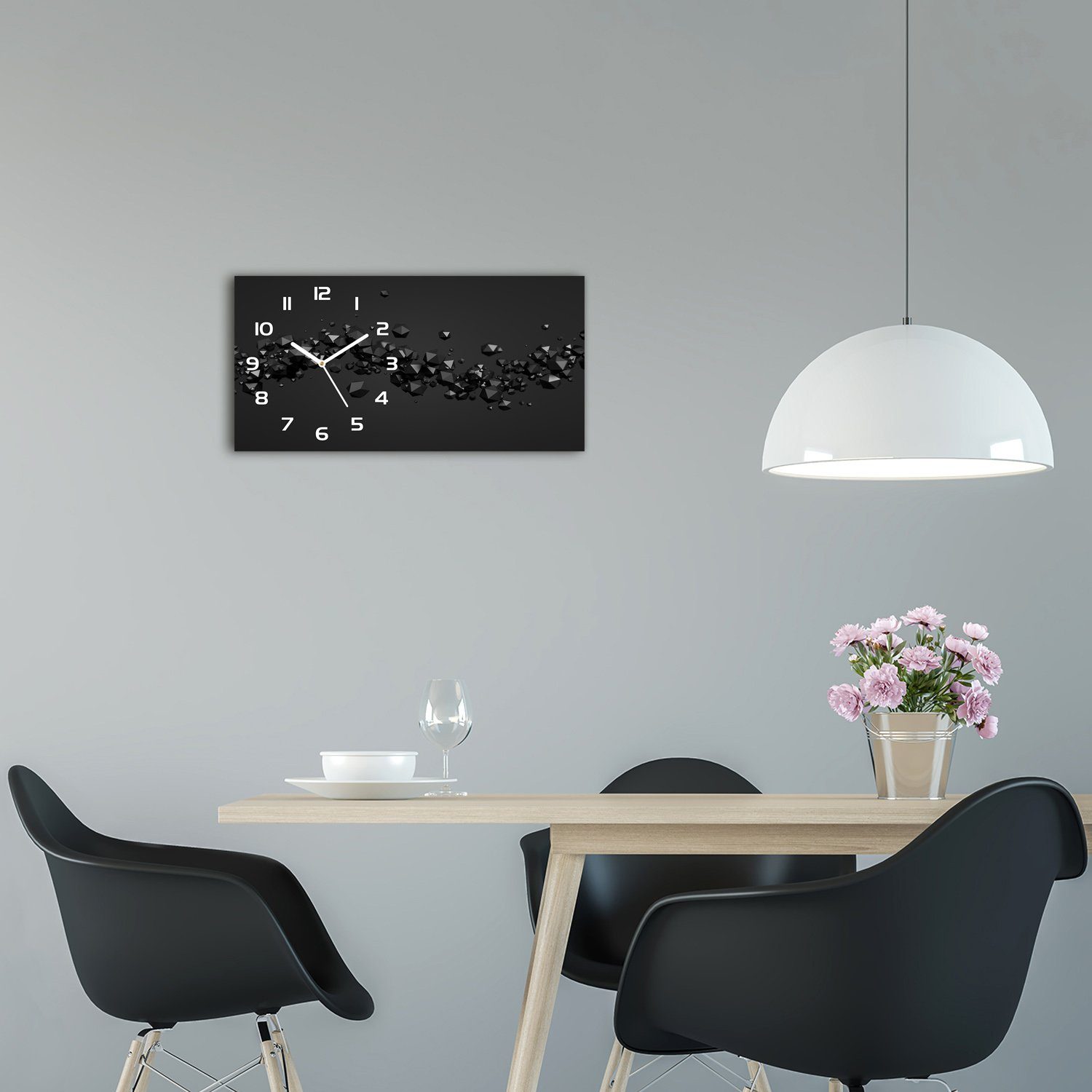 Tulup Wanduhr aus Glas Glasbild Glasuhr Gehärtetes 3D Abstraktion 60 cm x 30 cm – Bild 3 von 5