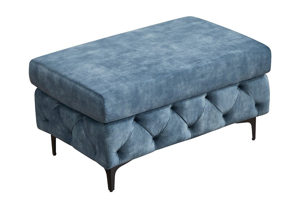 riess-ambiente Fußhocker MODERN BAROCK 95cm petrol - Samt, Federkern, Chesterfield, retro (Einzelartikel, 1 St), Hocker mit Ziersteppung - ideal für Modern Barock Schlaf- & Wohnzimmer