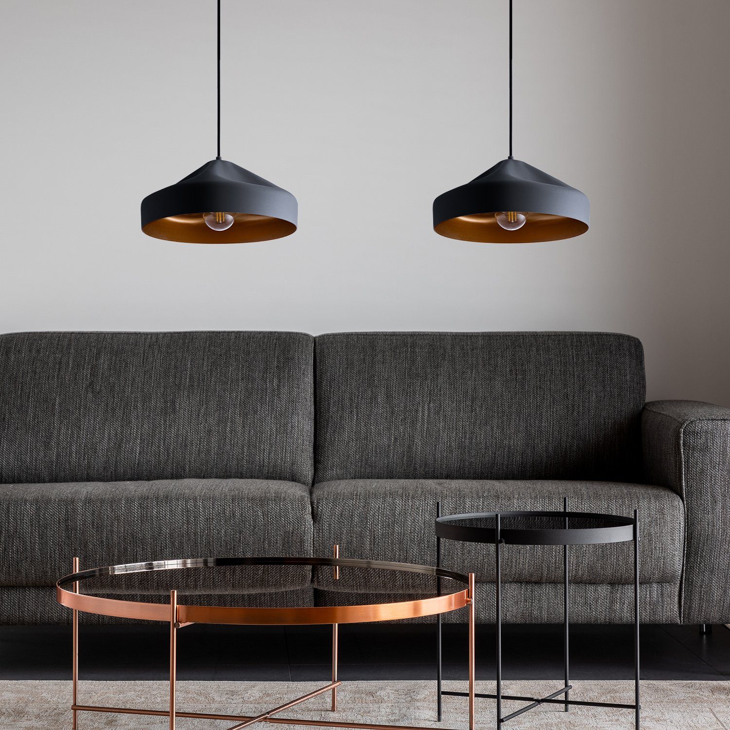 Paco Home Pendelleuchte HURLEY T, ohne Leuchtmittel, Hängelampe Esszimmer Küchenlampe Hängend Esstischlampe Innen Gold