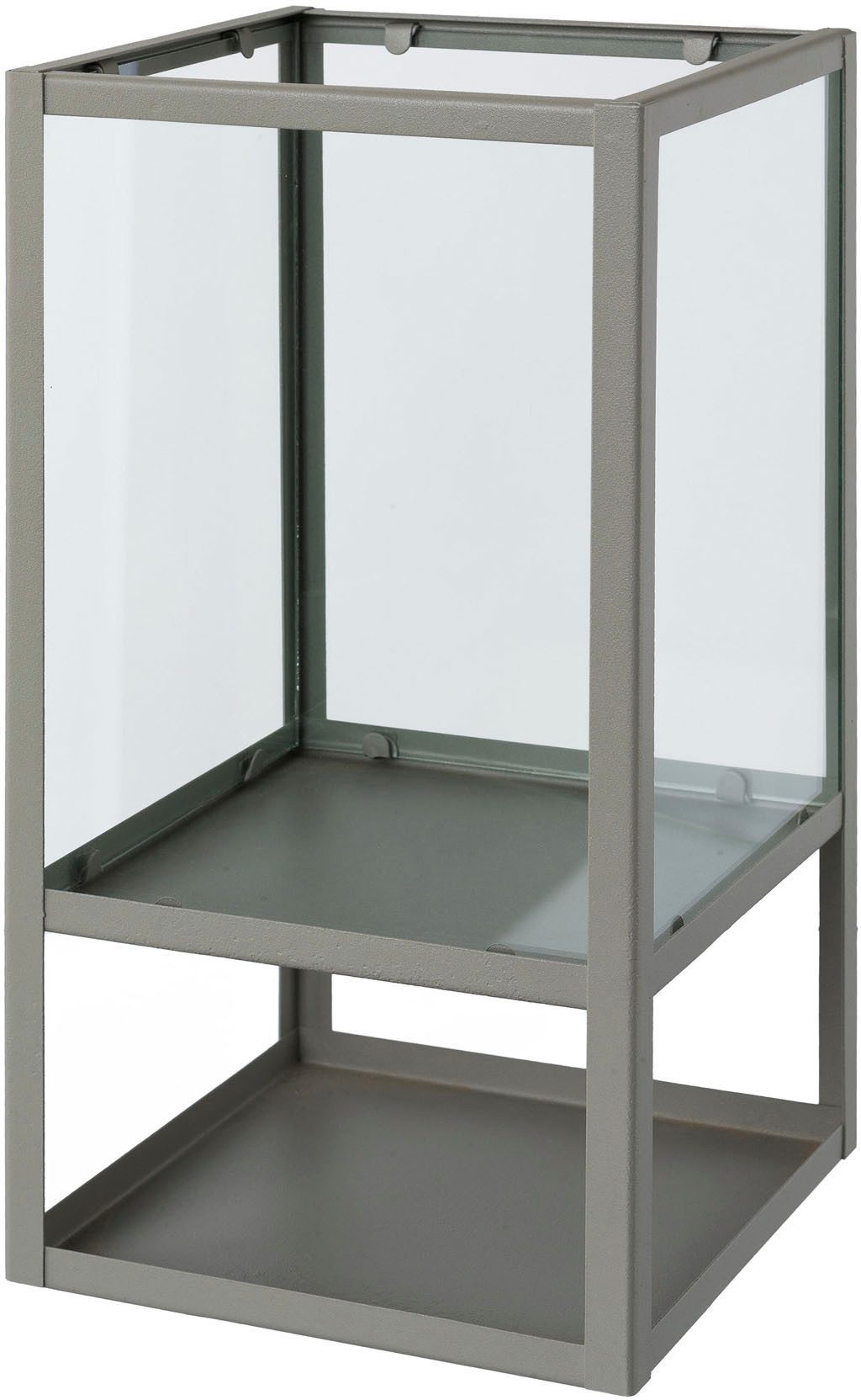 Windlicht STAGES, Stumpenkerzenhalter aus Metall und Glas