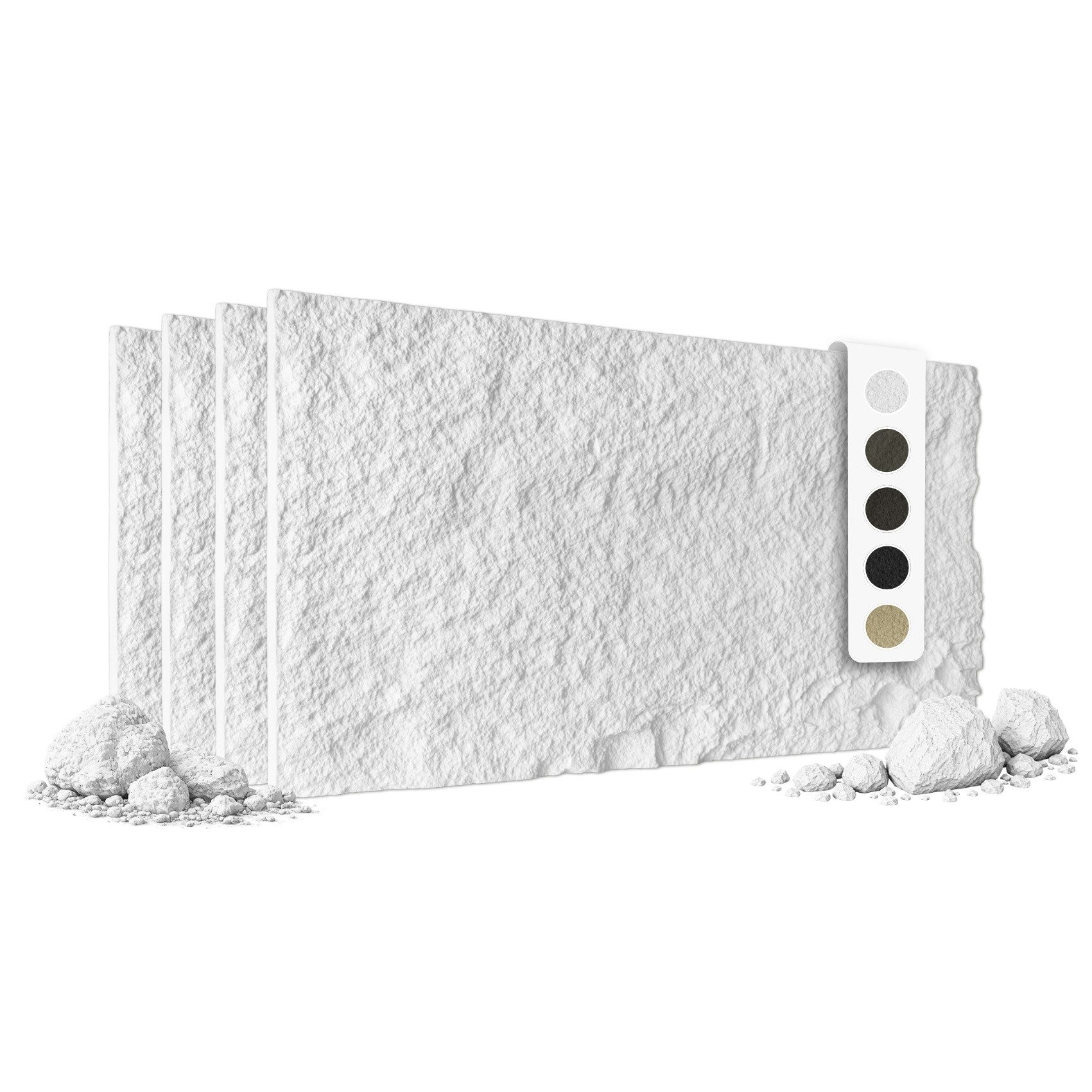 Hexim Wandpaneel, BxL: 60.5x121 cm, (Steinoptik Felsen Platten 4 Stück 120x60cm PU Wandverkleidung 2,92 m² 3D Paneele Bruchstein Stone Dekor Wandpaneele Wanddeko Steinplatte Felswand Wohnzimmer Innenwand weiß (A002-01 White)