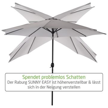 Raburg Sonnenschirm Sunny Easy+, Ø 300 cm, runder Gartenschirm, 8-eckiger Marktschirm, Stoff 160g/m2, Sonnenschutz UV50+