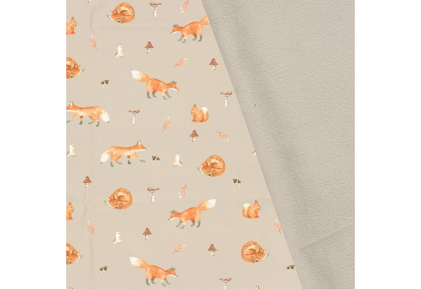 Thumbnail - maDDma Stoff Softshell-Stoff mit Kindermotiven Outdoorstoff ab 0,5m Meterware, Fuchs