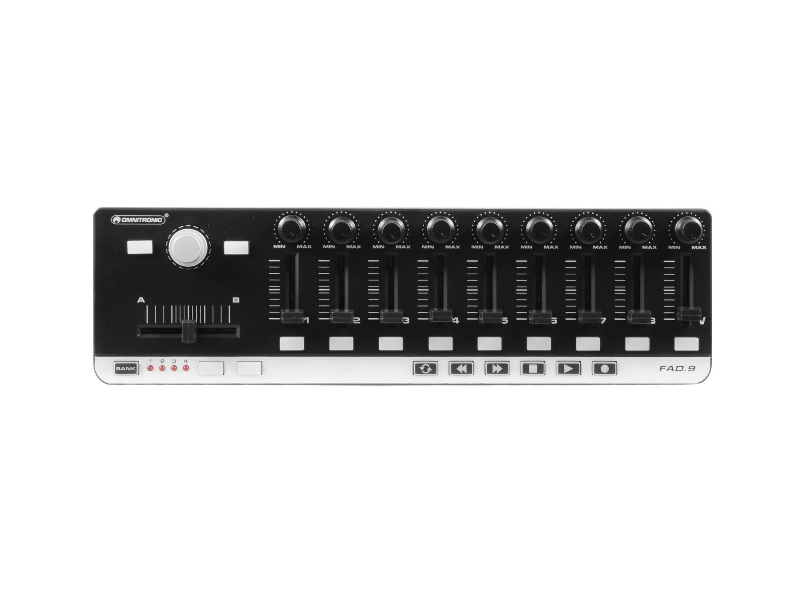 Omnitronic DJ Controller FAD-9 MIDI-Controller, Kompatibel zu nahezu jeder  Audiosoftware