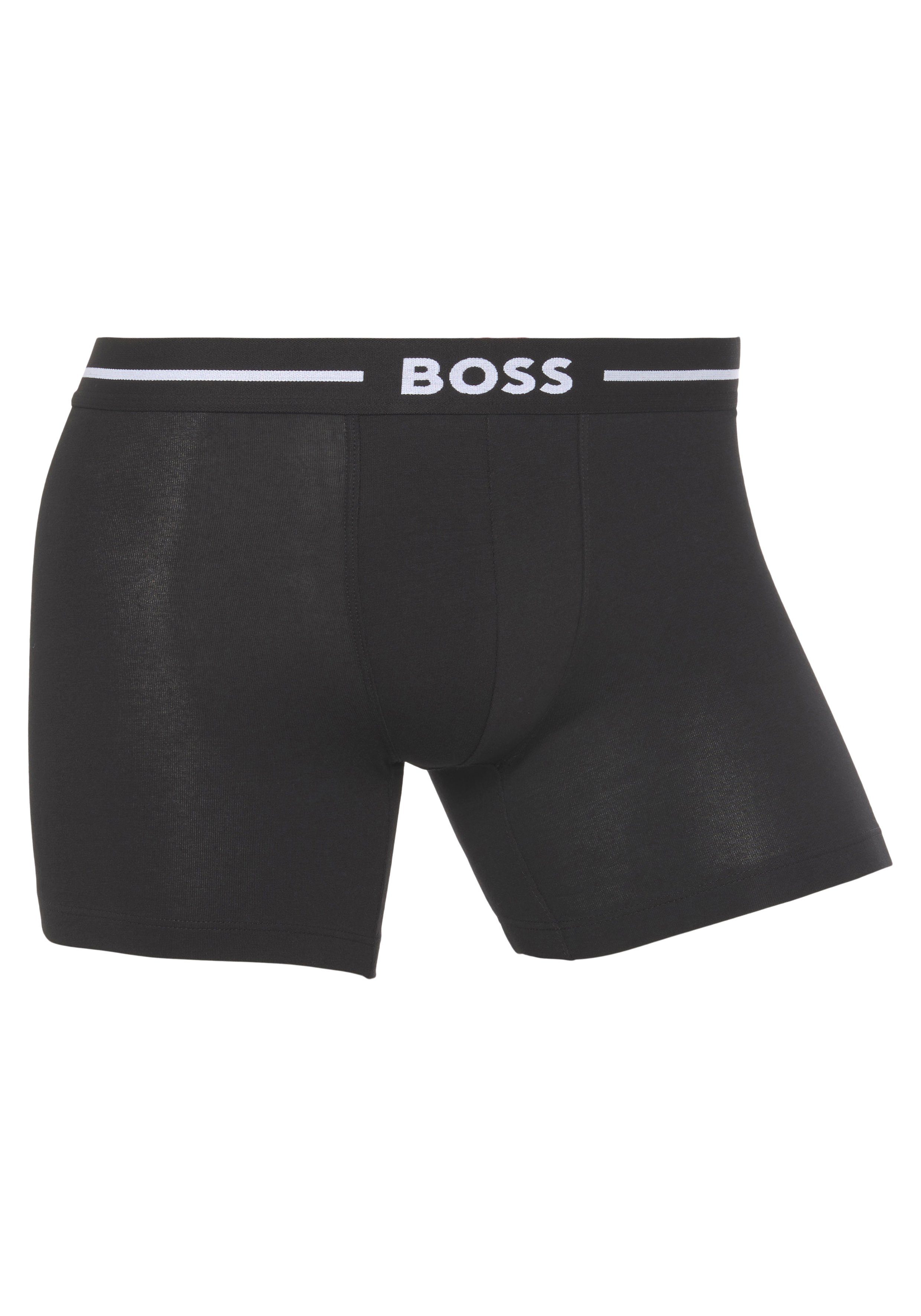 (Packung, Logoschriftzug Bund Schwarz/Khaki Boxershorts 3er) BOSS am 3P Bold mit Br
