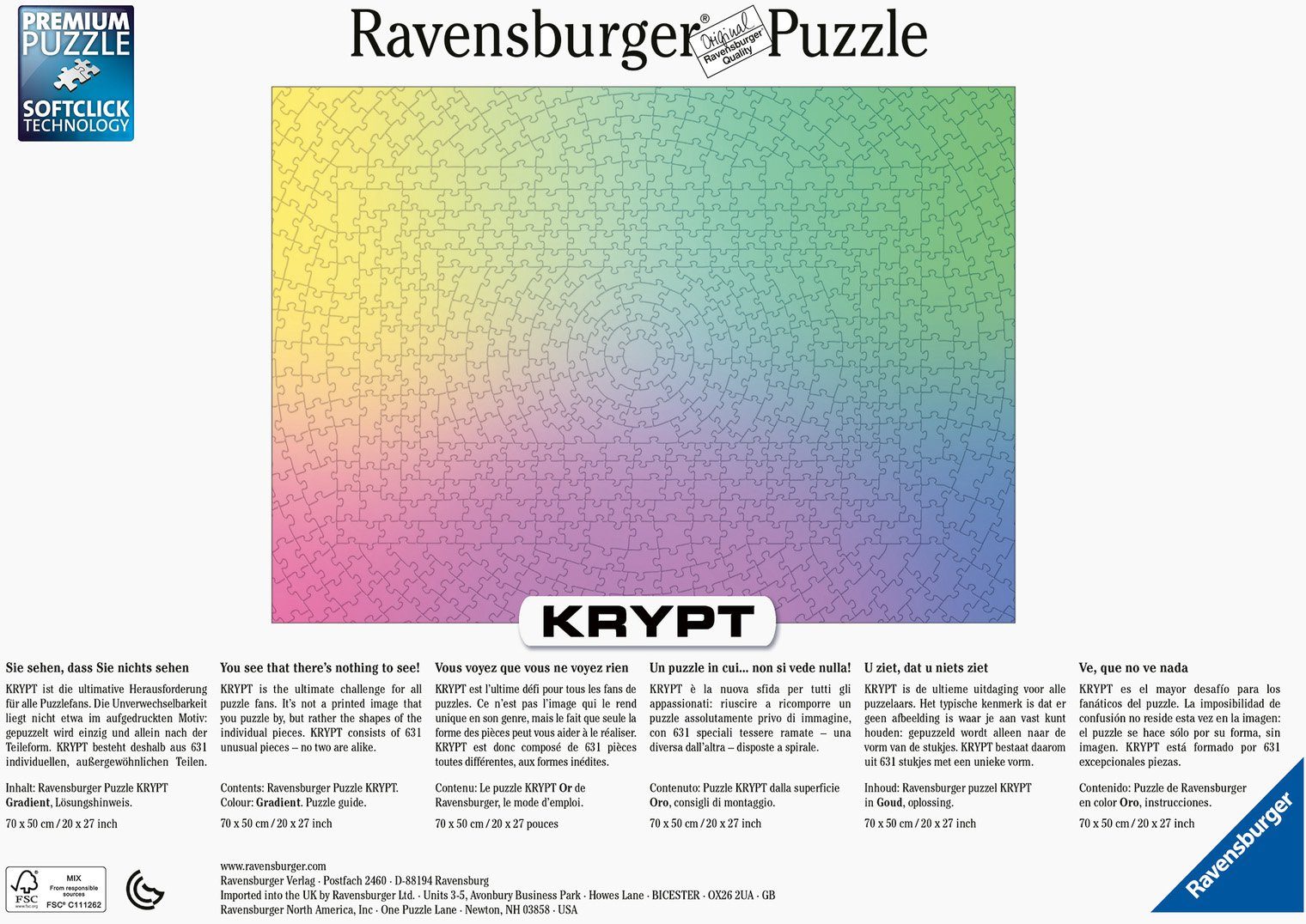 - Germany Gradient, Ravensburger Made weltweit; in 631 Krypt - Puzzle FSC® Puzzleteile, schützt Wald