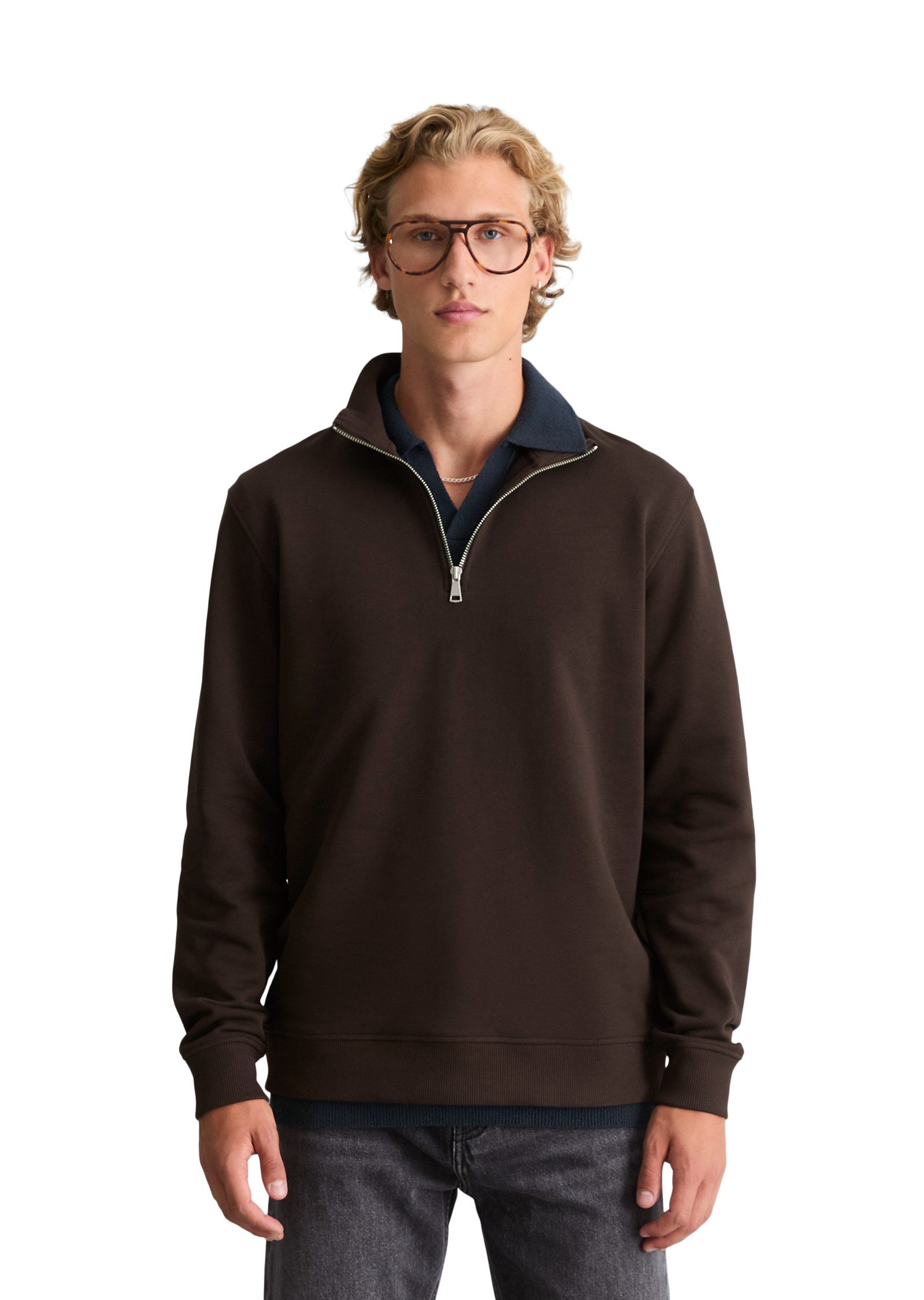 Marc O'Polo DENIM Sweatshirt Troyer aus reiner Bio-Baumwolle