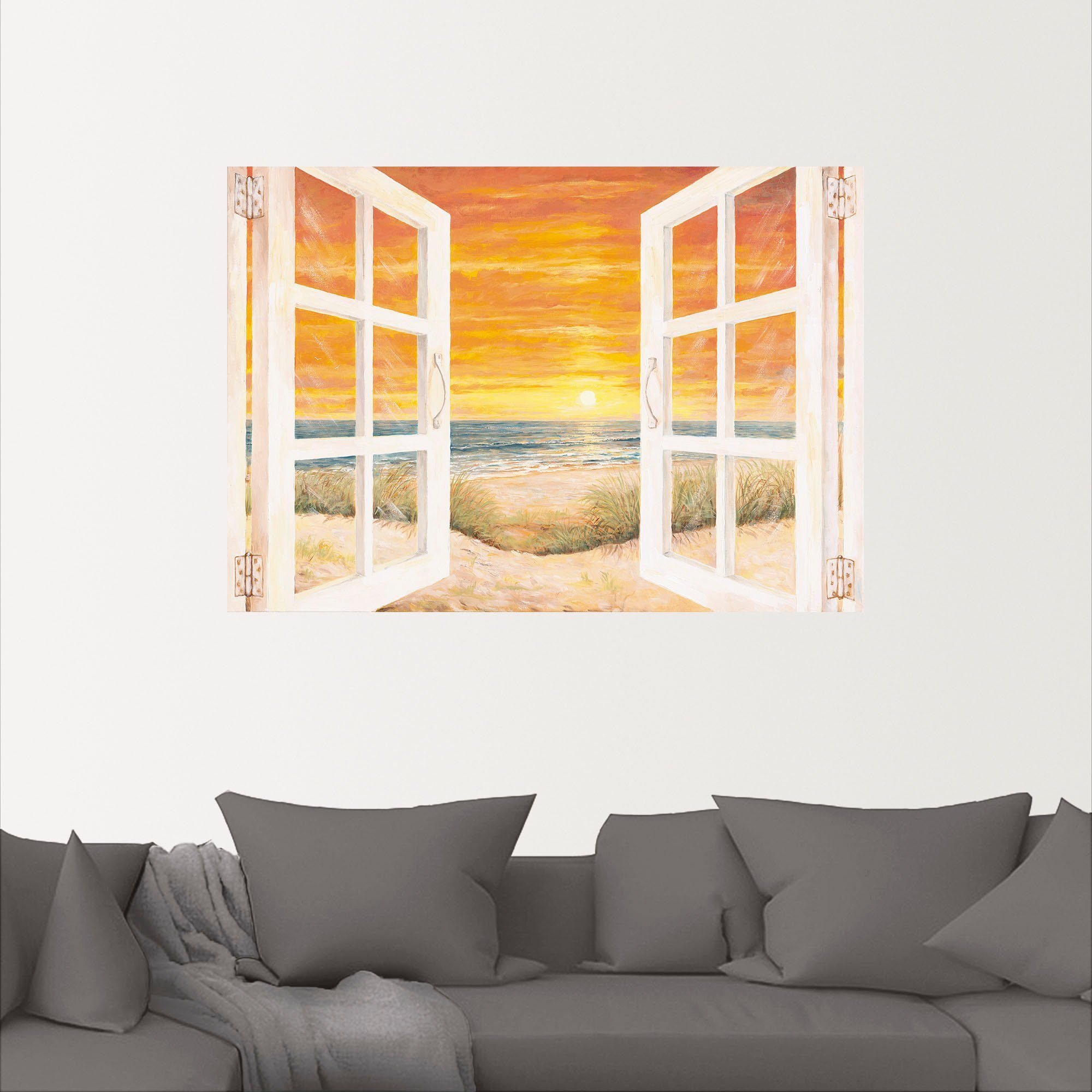Artland Wandbild Fenster zum Alubild, Größen versch. Leinwandbild, in als Poster oder St), (1 Meer Meer, Bilder Wandaufkleber