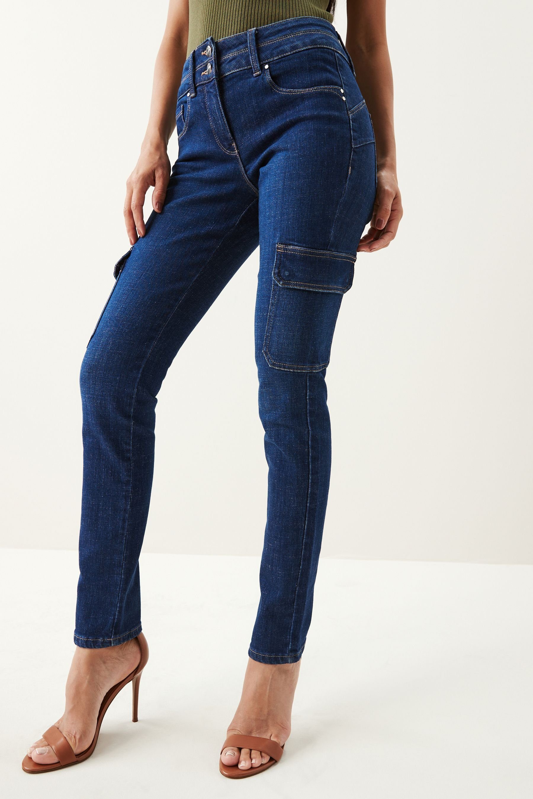 Slim Fit Inky Shape“-Combat-Jeans Blue And Slim „Lift, Push-up-Jeans Next (1-tlg)