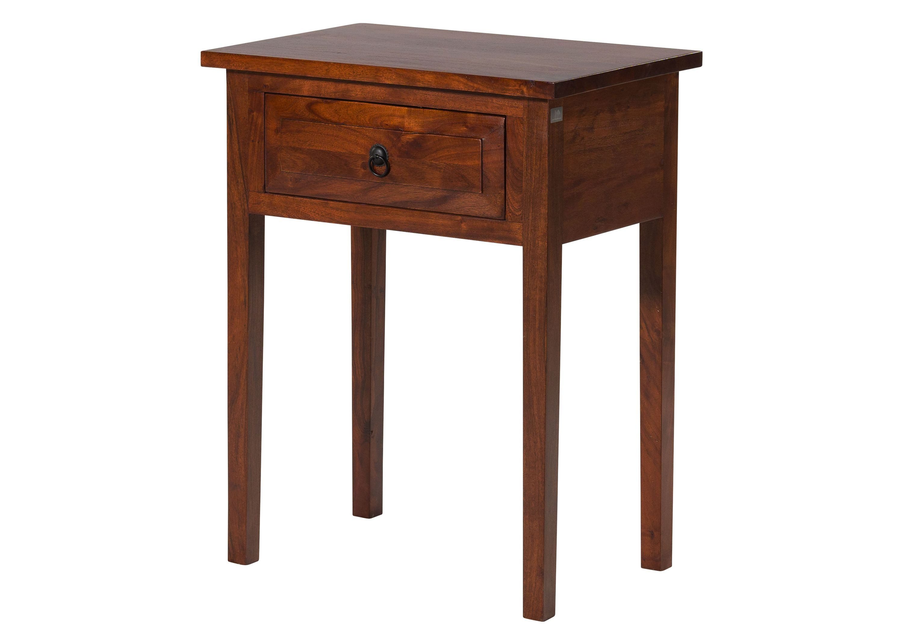 Massivmoebel24 Beistelltisch OXFORDAkazieMassivholzdunkelbraun (Massivholz montiert 17 kg OXFORD #907), Akazie 60x40x75 cm (BxTxH) dunkelbraun lackiert