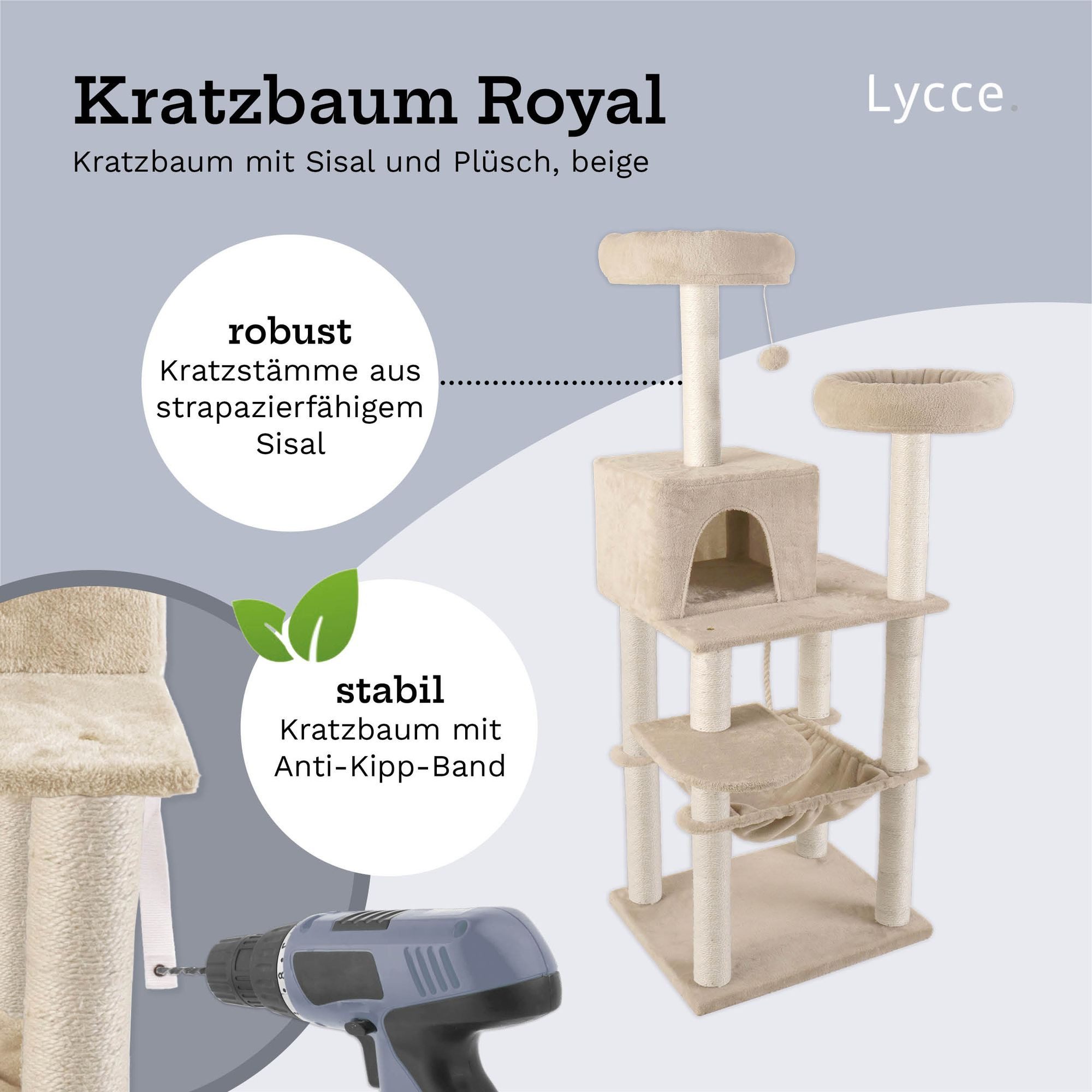 Thumbnail - Lycce Kratzbaum Kratzbaum ROYAL Katzenbaum mit Katzenhöhle und Katzenhängematte